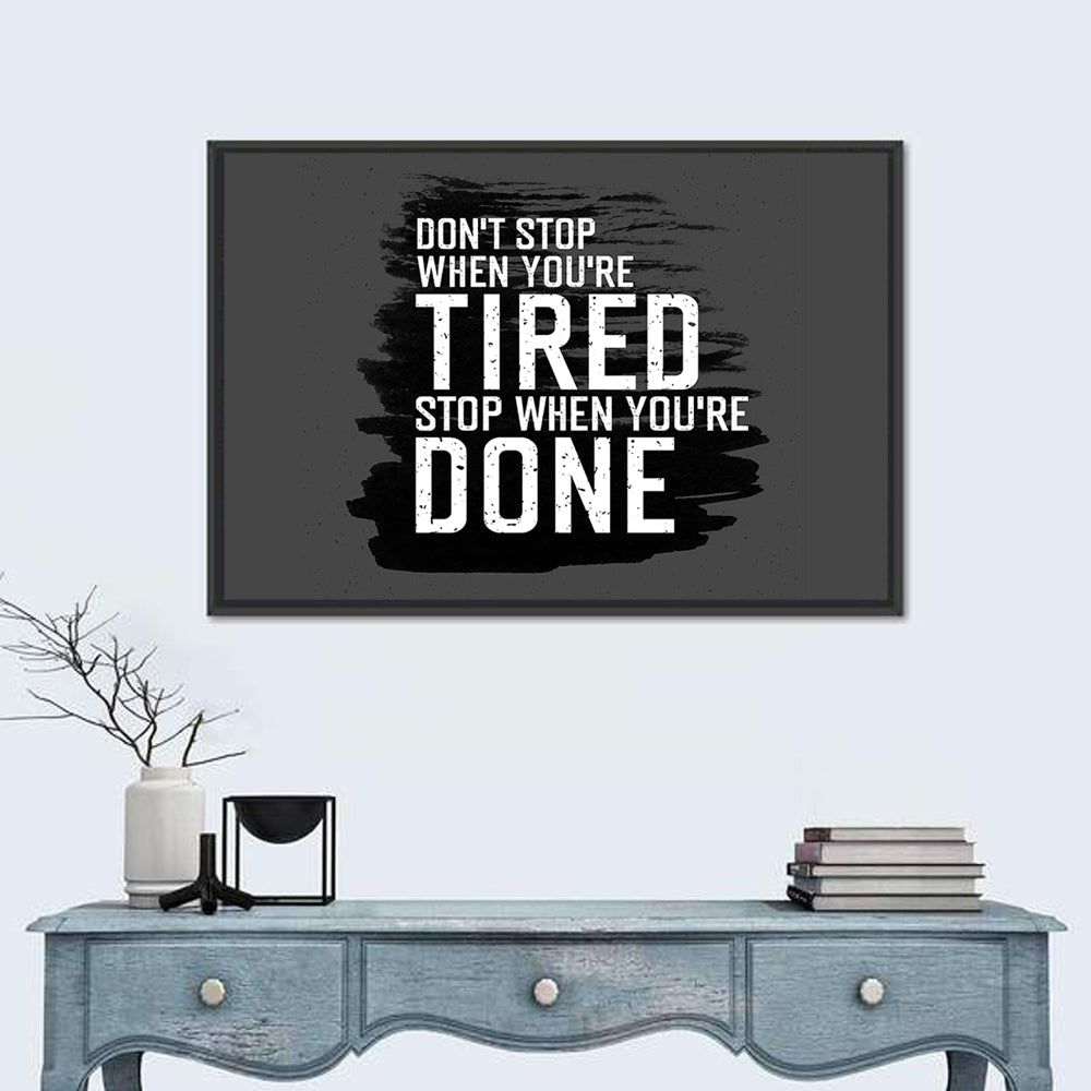 Don't Stop Brush Stroke Quote Wall Art in a room, landscape