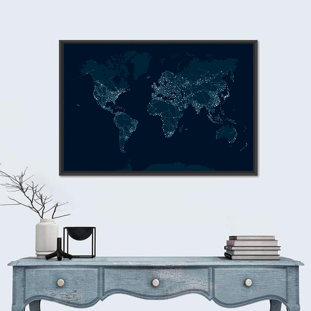 Global Communications Network Map Wall Art