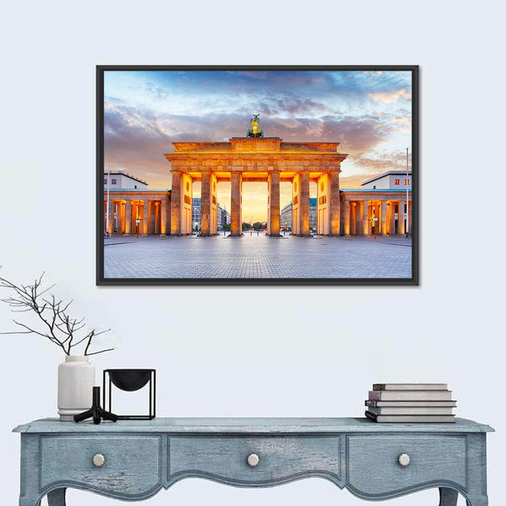 Brandenburg Gate at Night Wall Art in a room, landscape