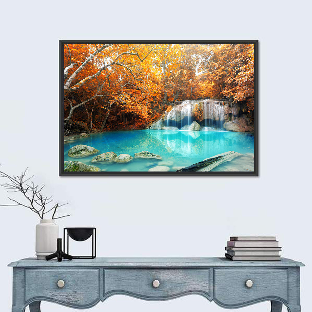 Erawan Waterfall Autumn Reflection Wall Art