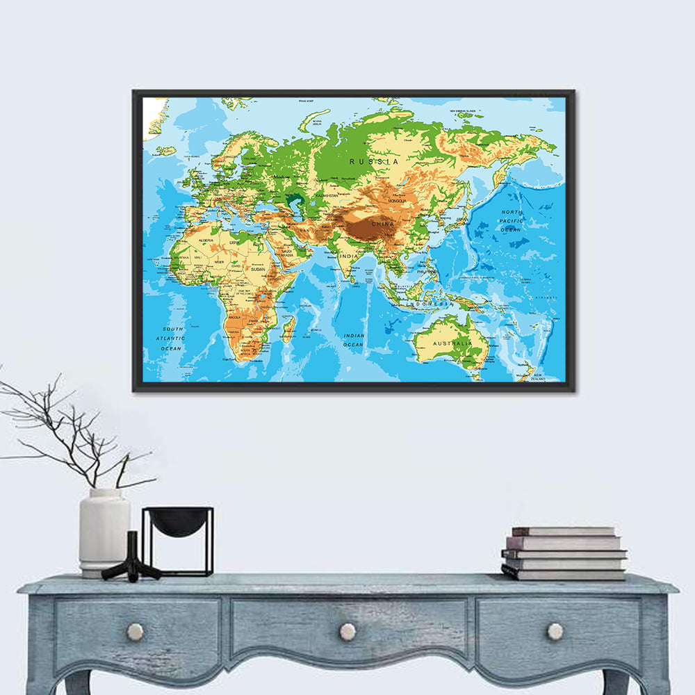 Physical World Map Wall Art
