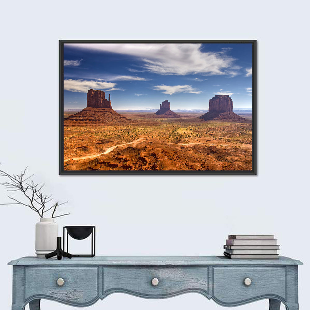 Monument Valley Buttes Wall Art in a room, landscape