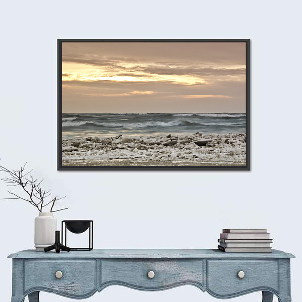 Lake Michigan Sunrise Wall Art in a room, landscape