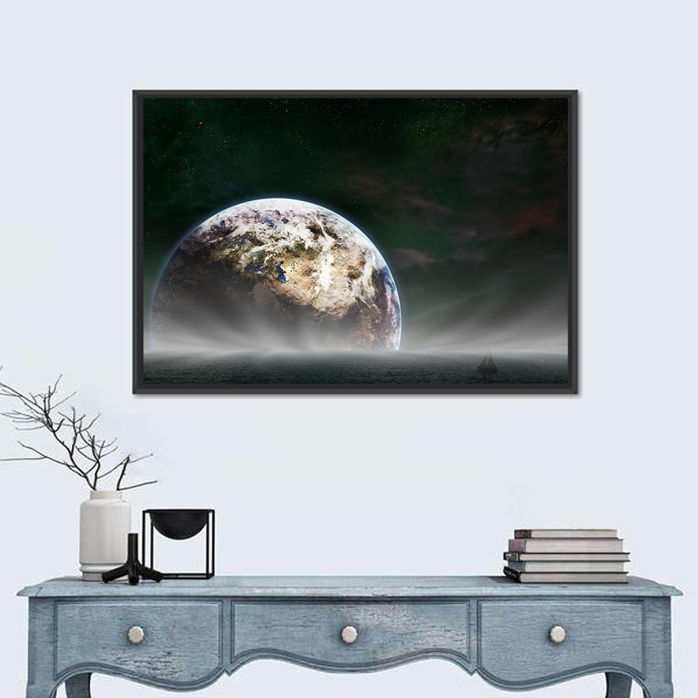 Earth Rising Over Ocean Wall Art