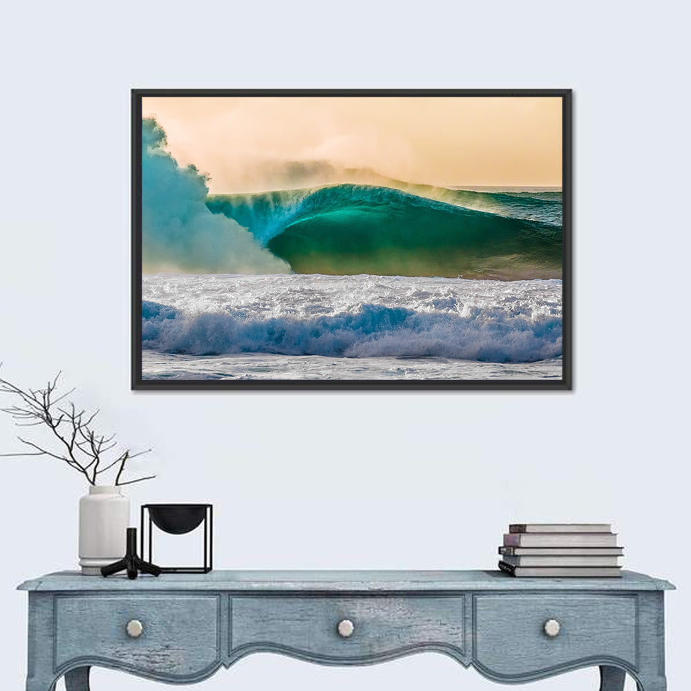 Bonzai Pipeline Tube Wave Wall Art in a room, landscape