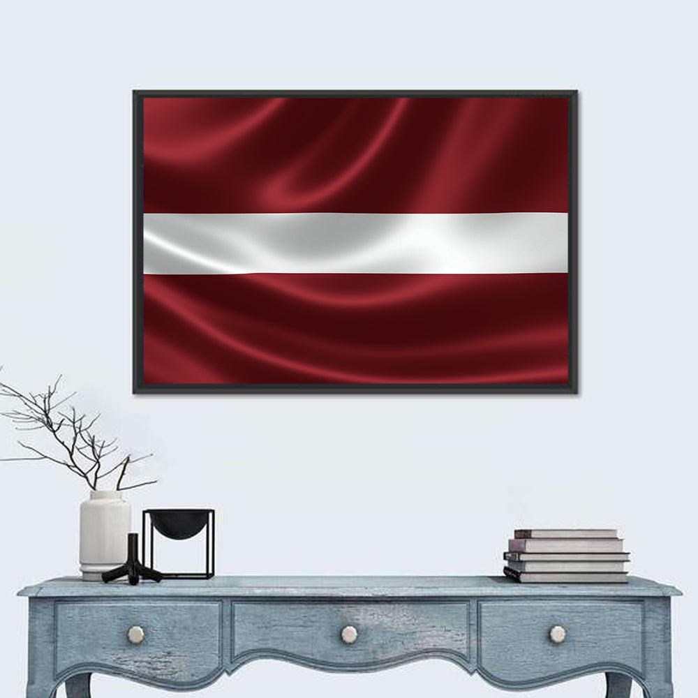 Flag of Latvia Wall Art in a room, landscape