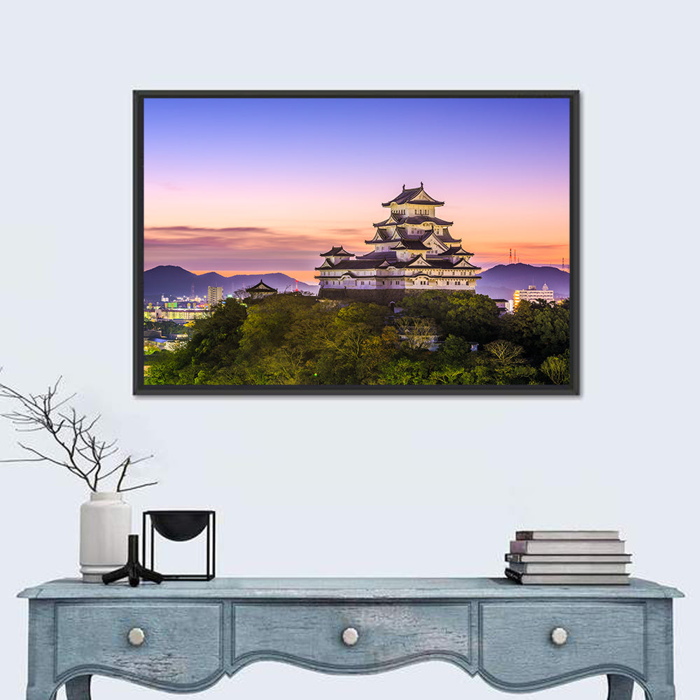 Himeji Castle at Dusk Wall Art in a room, landscape