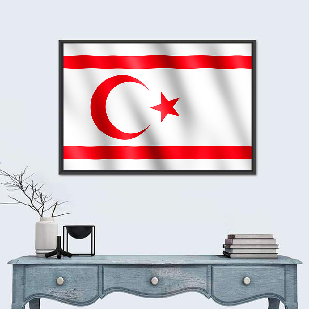 Northern Cyprus Flag Wall Art in a room, landscape
