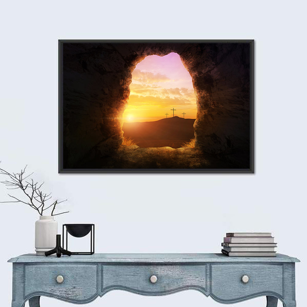 Empty Tomb with Three Crosses Wall Art