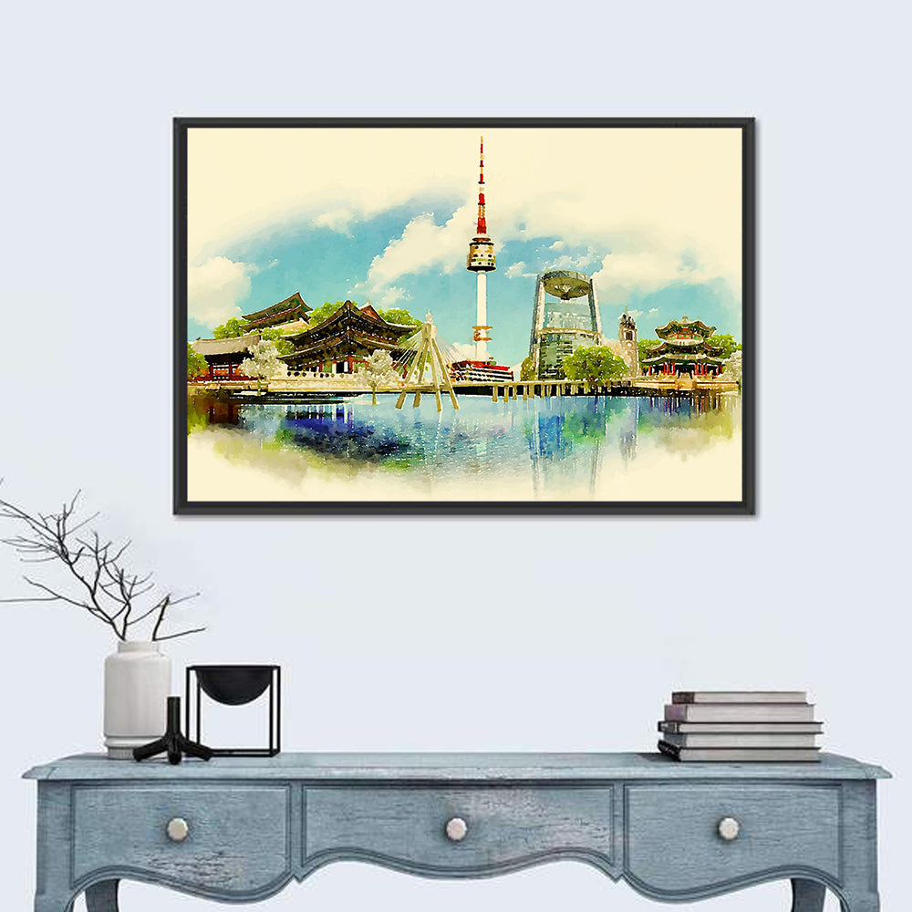 Seoul Skyline with N Seoul Tower Wall Art
