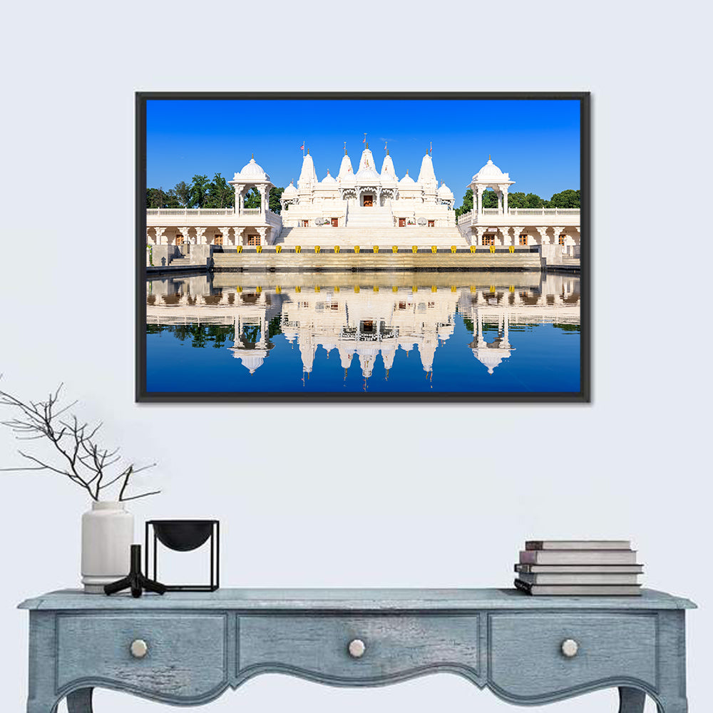 Ornate White Hindu Temple, Atlanta Wall Art in a room, landscape