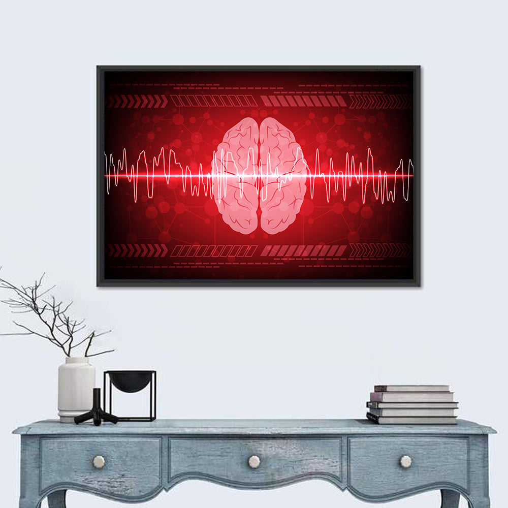 Red Brain Wave Concept Wall Art in a room, landscape