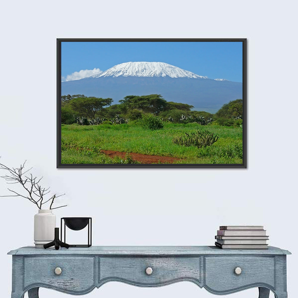 Mount Kilimanjaro Snow Capped Peak Wall Art in a room, landscape