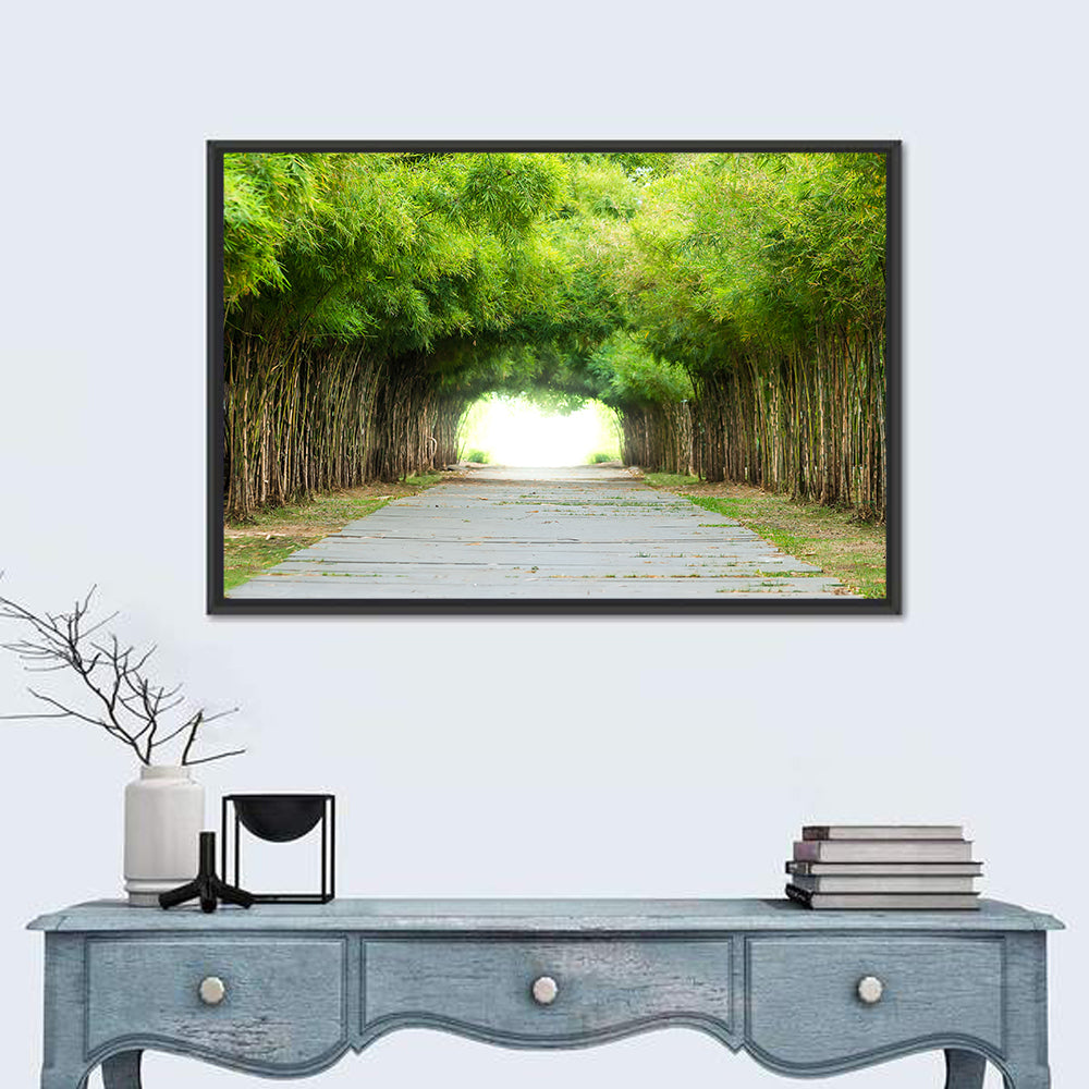 Kyoto Bamboo Canopy Walkway Wall Art in a room, landscape