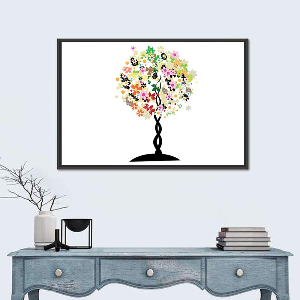 Braided Trunk Floral Tree Illustration Wall Art