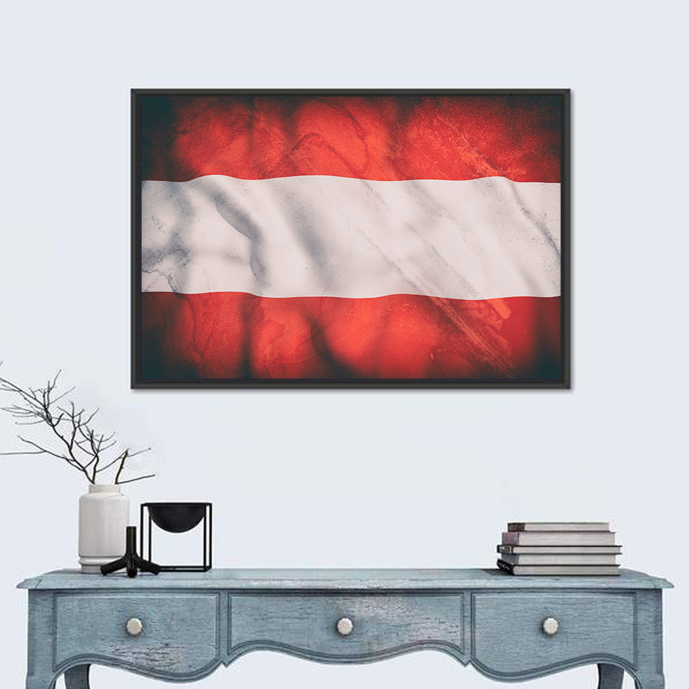 Waving Austrian Flag Wall Art in a room, landscape