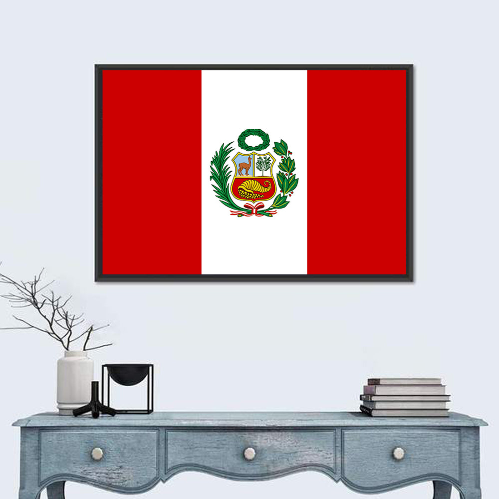 Peruvian Flag with Coat of Arms Wall Art