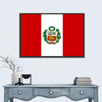 Peruvian Flag with Coat of Arms Wall Art