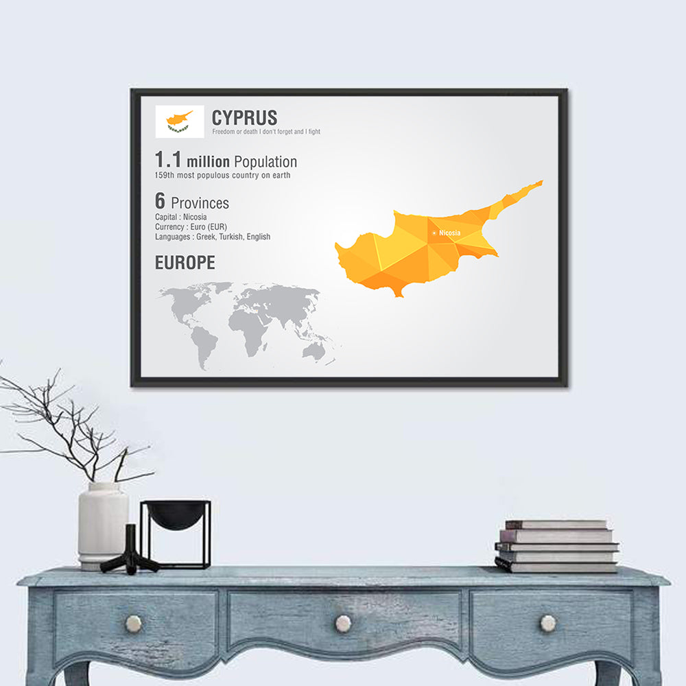 Cyprus Low-poly Map Wall Art