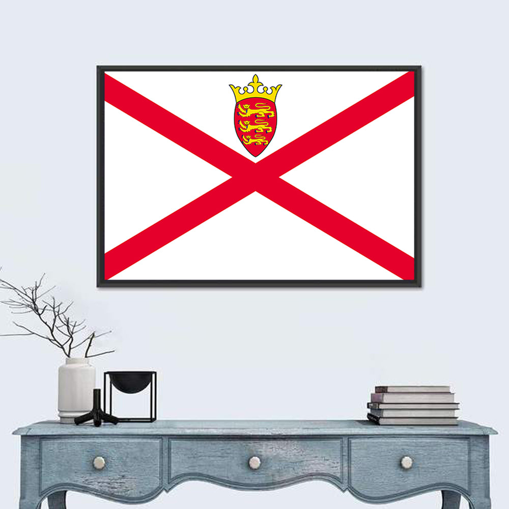 Flag of Jersey Wall Art in a room, landscape
