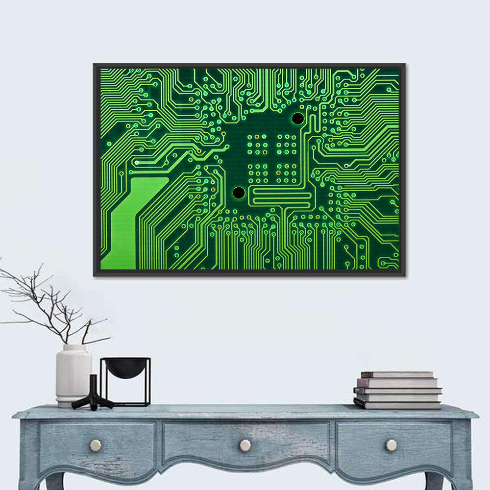 Microchip Connection Grid Wall Art in a room, landscape