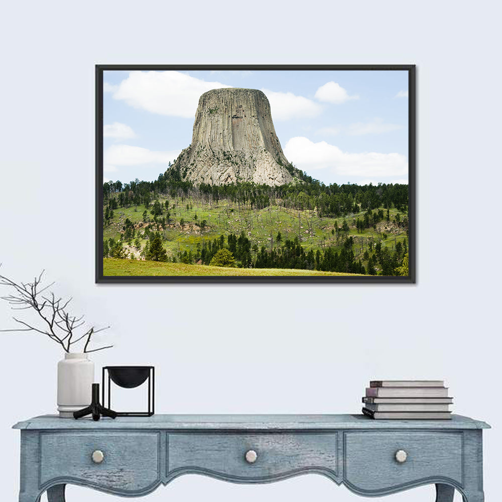 Devils Tower Columnar Monolith Wall Art in a room, landscape