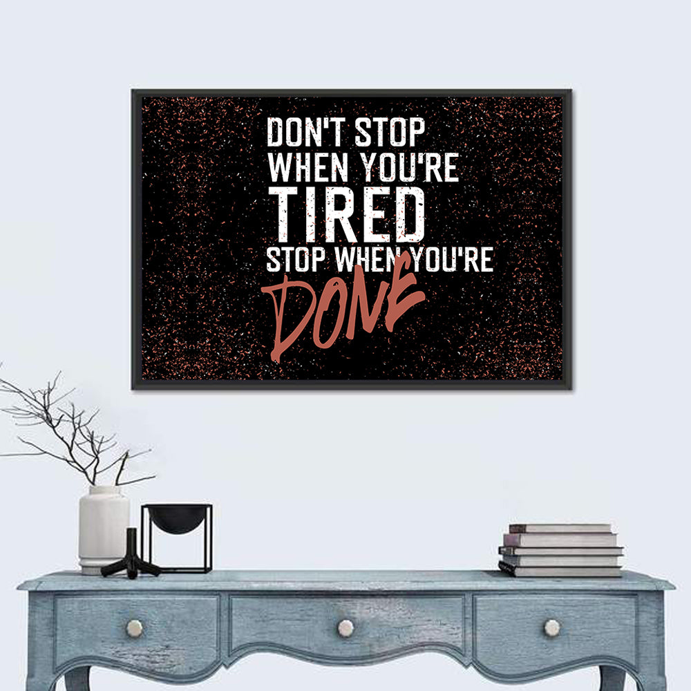 Distressed Motivational Quote Wall Art in a room, landscape