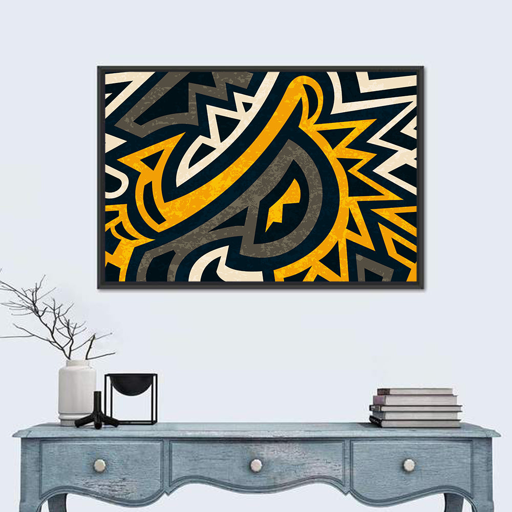 African Geometric Pattern Wall Art in a room, landscape