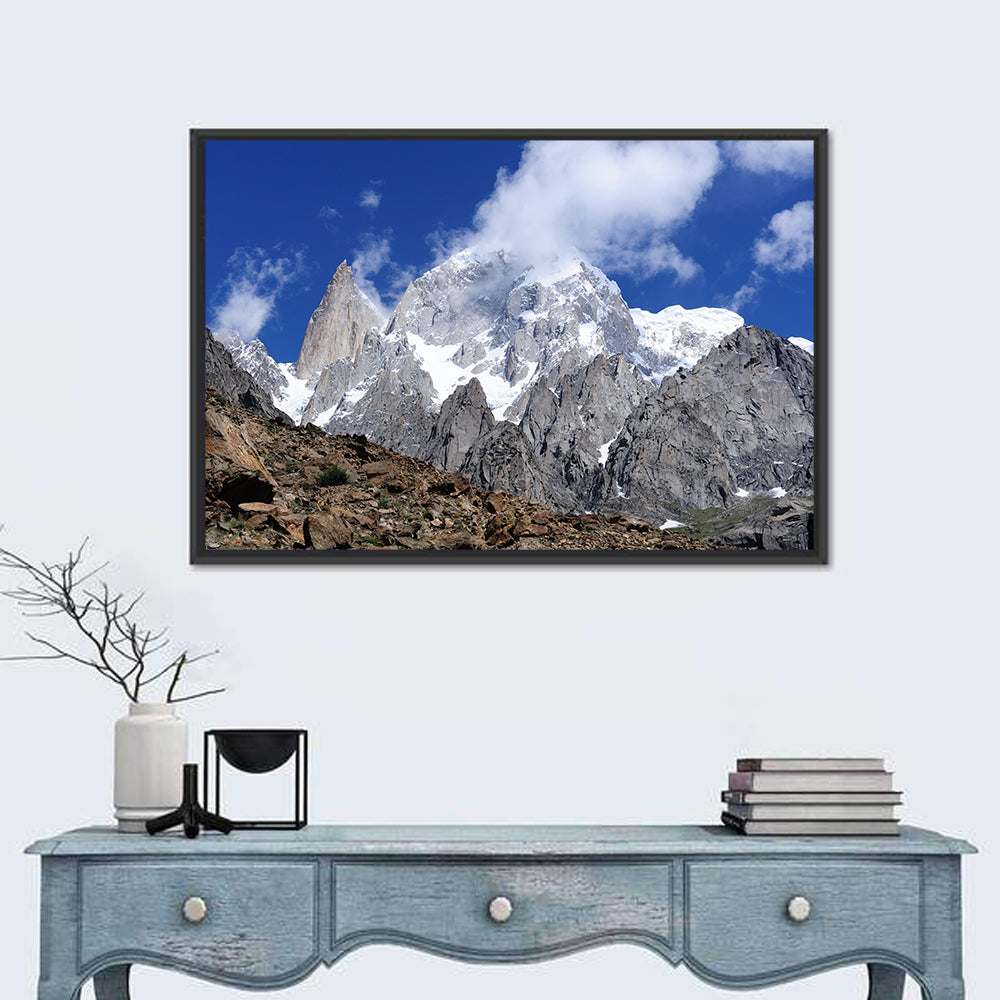 Snow-capped Hunza Peak Wall Art in a room, landscape