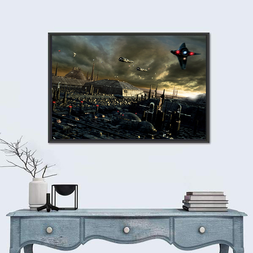 Futuristic City Skyline Wall Art
