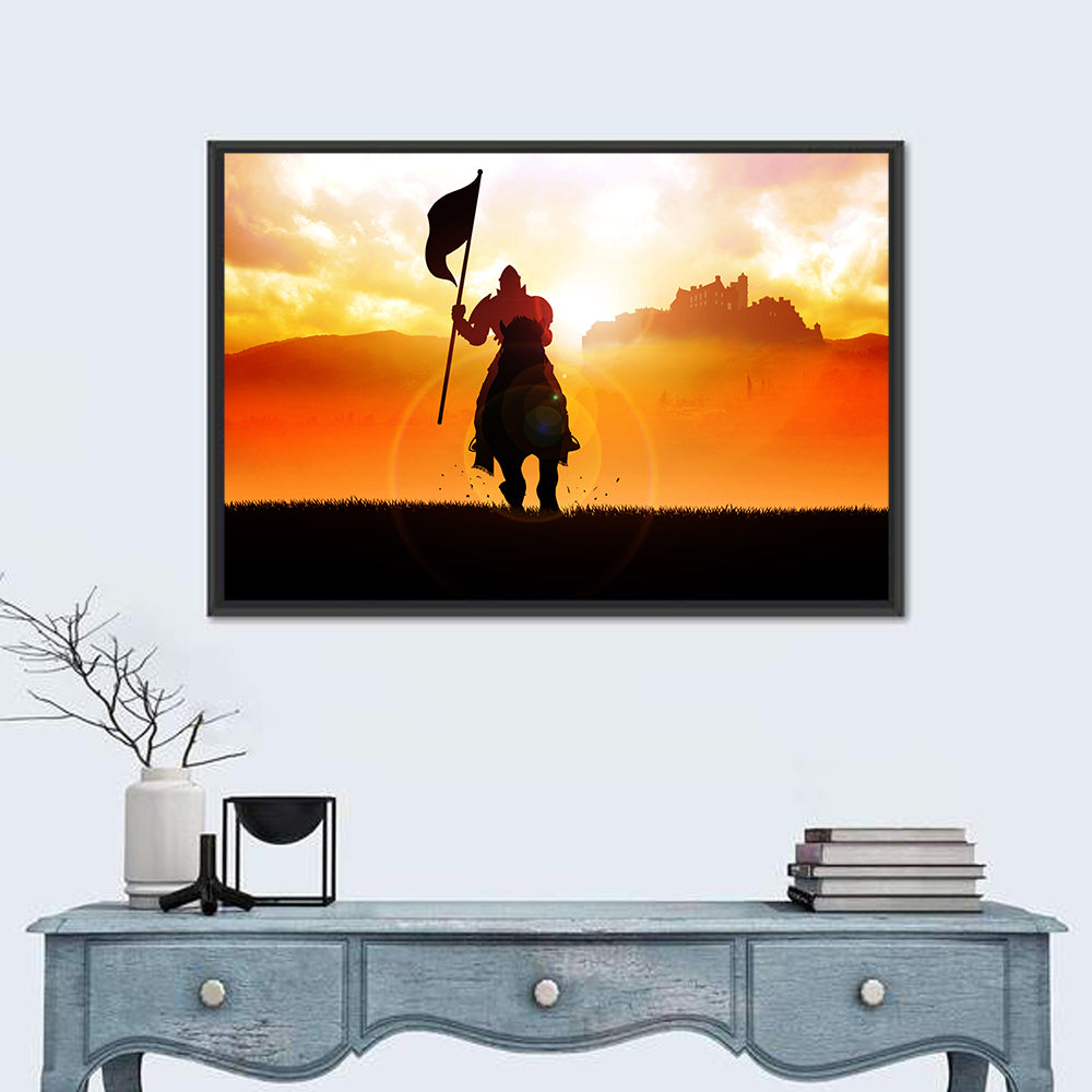 Knight Silhouette at Sunset Wall Art