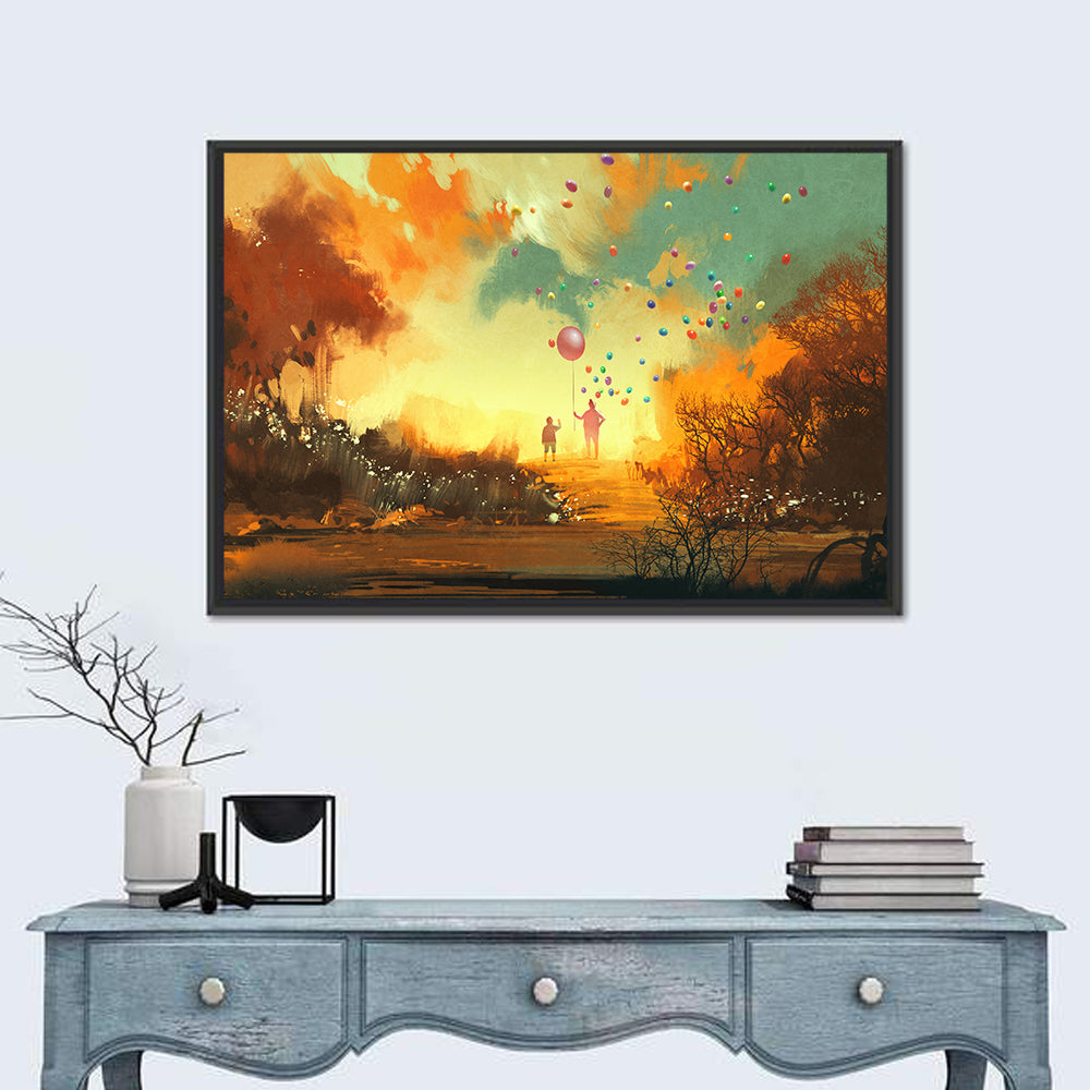 Magician Holding Balloon Wall Art in a room, landscape