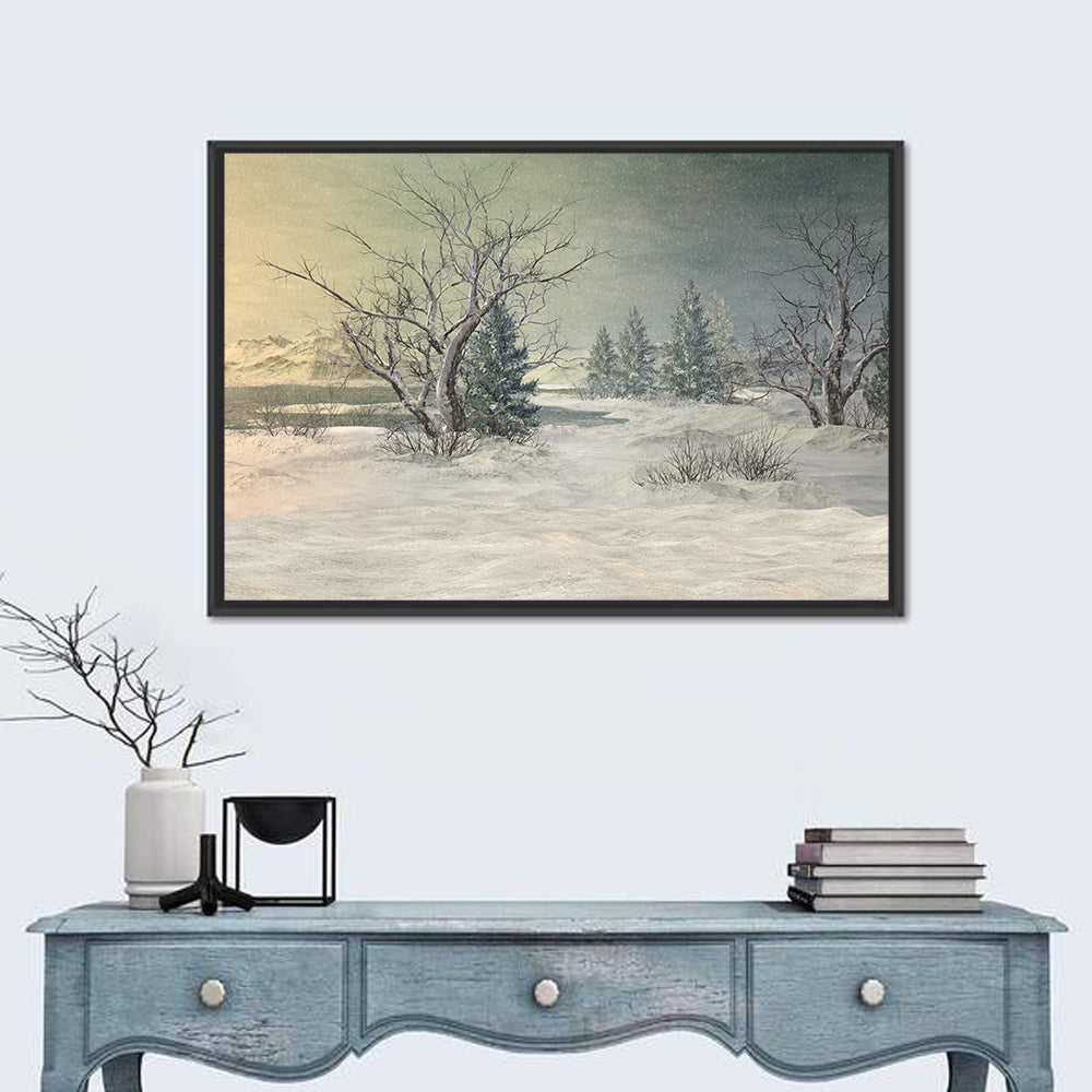Snowy Pine Forest Fantasy Wall Art