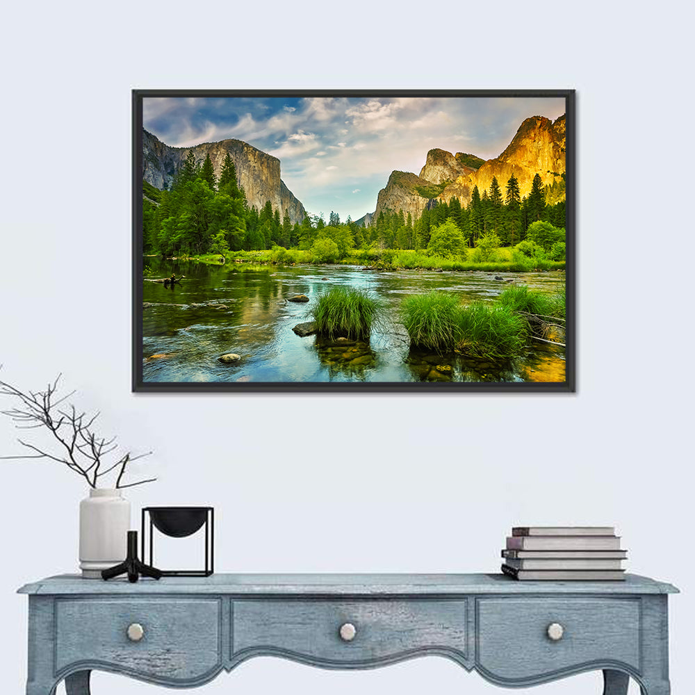 Merced River at Yosemite Valley Wall Art in a room, landscape