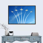 Five Fighter Jets Aerobatic Formation Wall Art