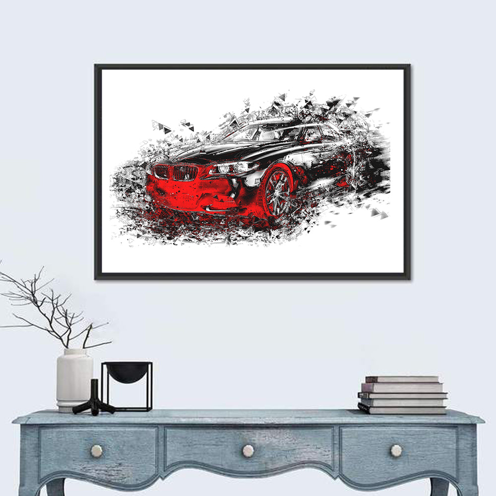 Modern Car Abstract Wall Art in a room, landscape