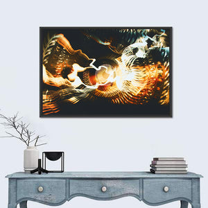 Golden Surreal Fractal Wall Art