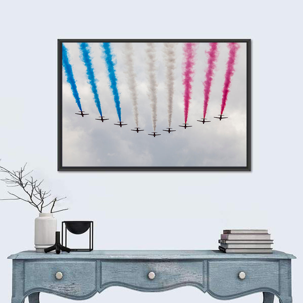 Nine-plane London Airshow Wall Art in a room, landscape