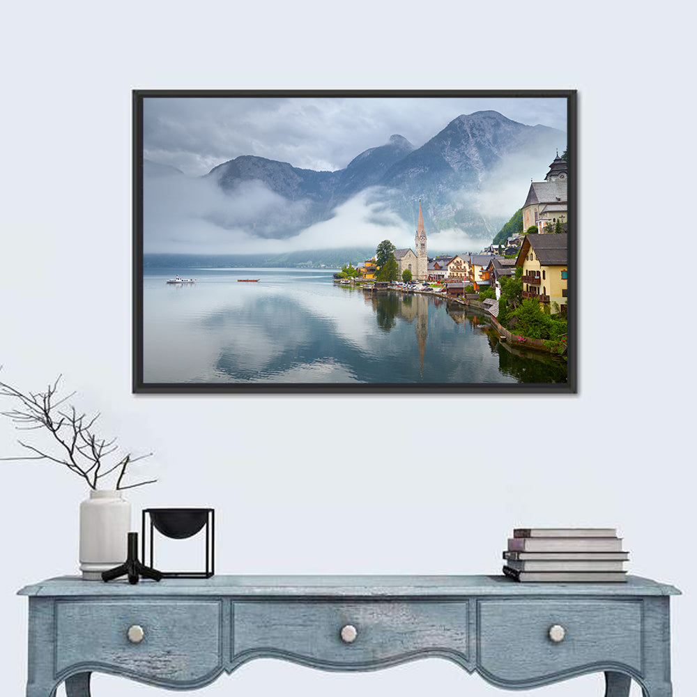 Hallstatt Lakeside Village Reflection Wall Art