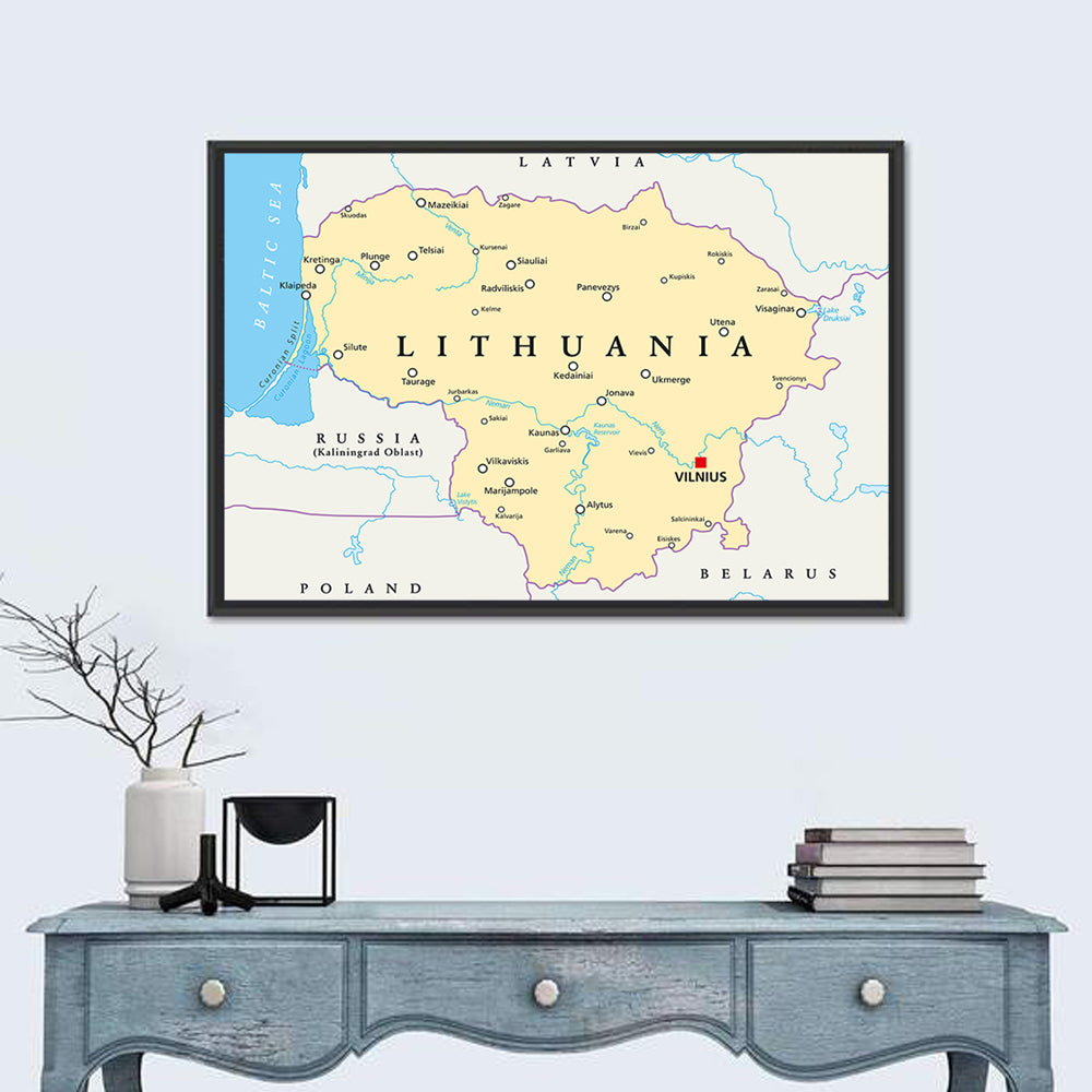 Lithuania Political Map Wall Art