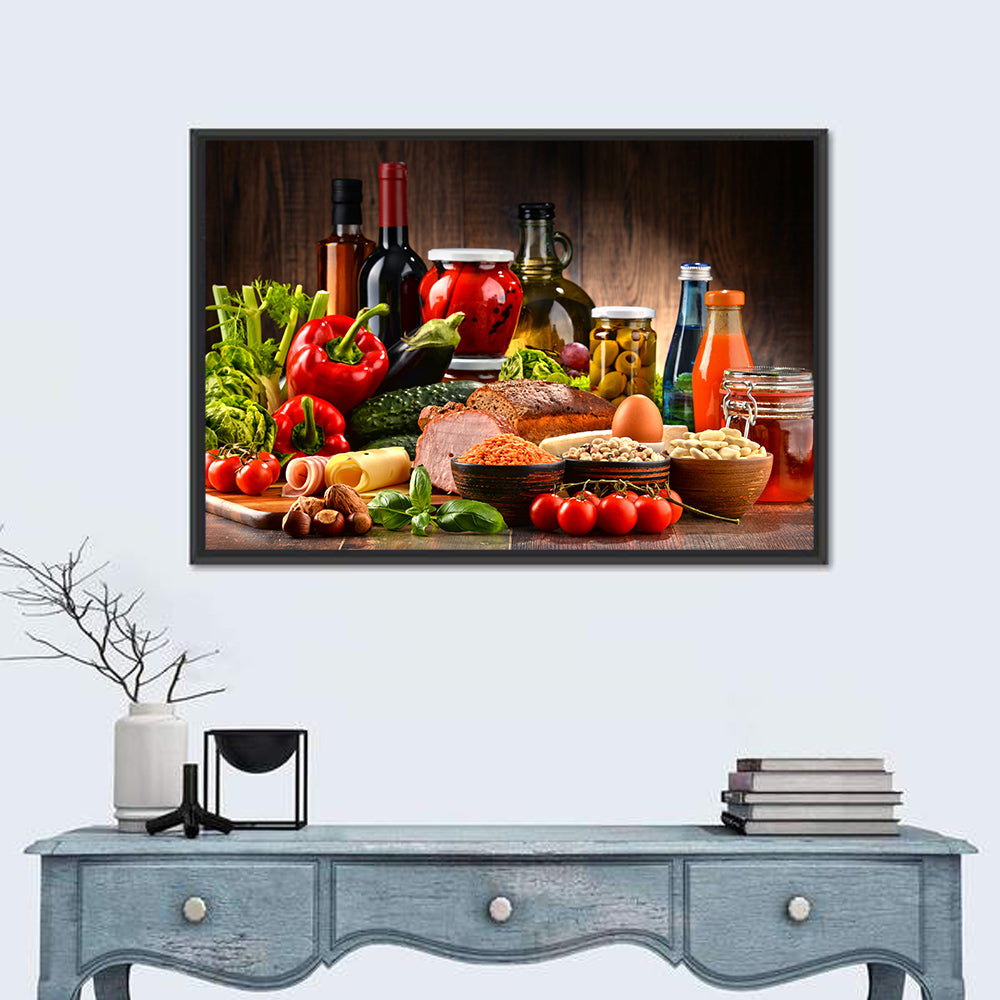 Rustic Organic Market Still Life Wall Art in a room, landscape