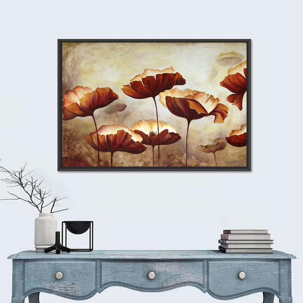 Layered Poppies Painting Wall Art in a room, landscape