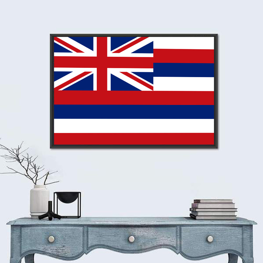 Flag of Hawaii Wall Art in a room, landscape