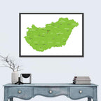 Hungary Administrative Map Wall Art