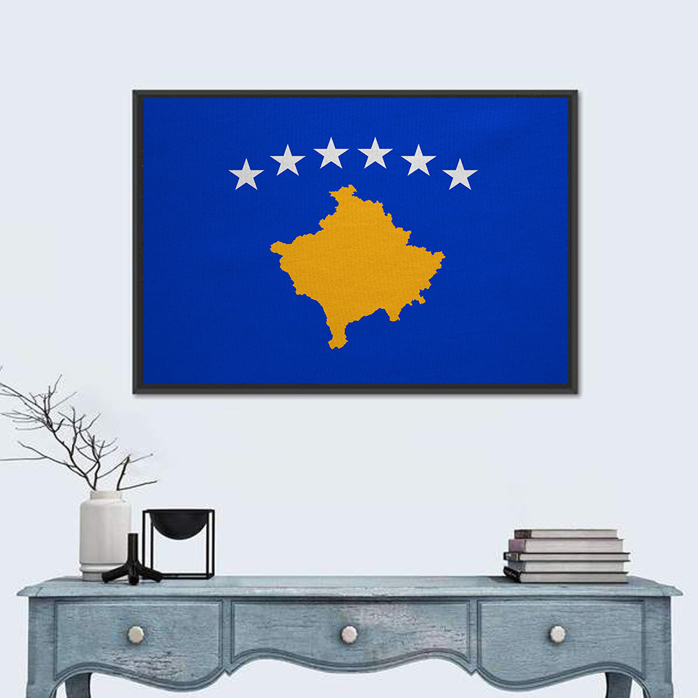 Kosovo National Flag Wall Art in a room, landscape