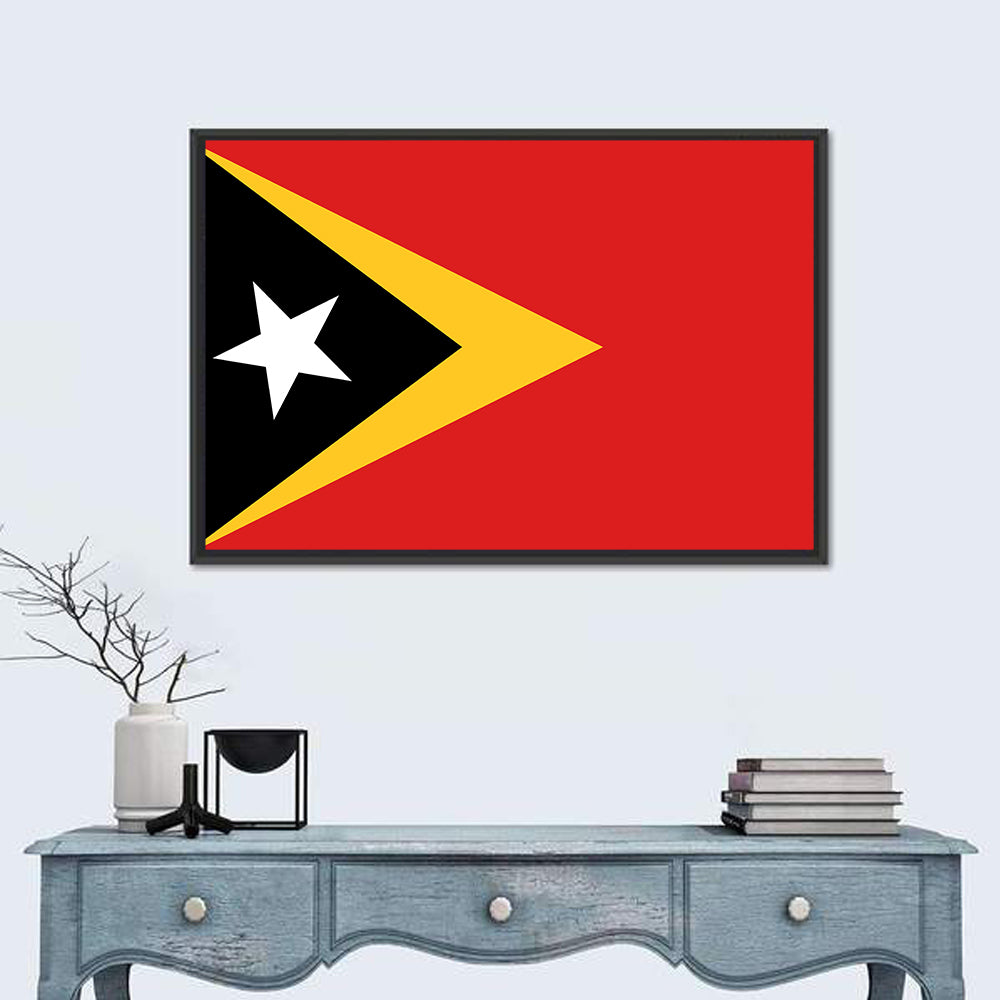 Timor-leste National Flag Wall Art in a room, landscape