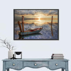Weathered Rowboat at Sunset Wall Art
