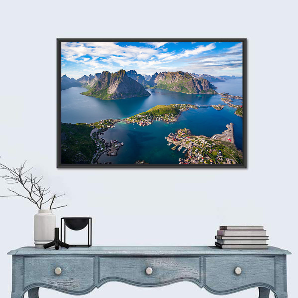 Reine Harbor, Lofoten Islands Wall Art in a room, landscape