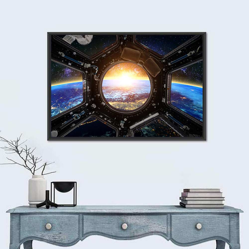 Earthrise Through Spacecraft Window Wall Art