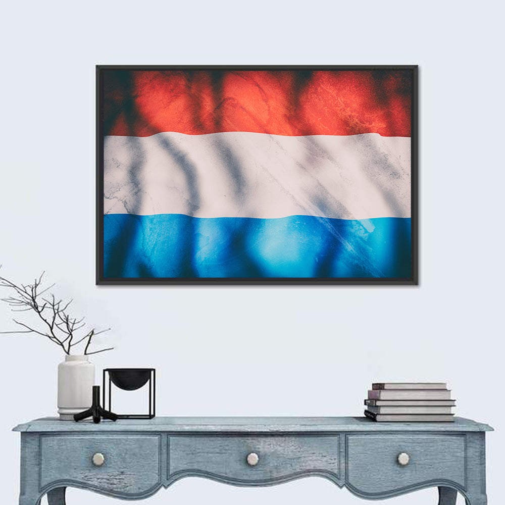 Luxembourg Flag Wall Art in a room, landscape
